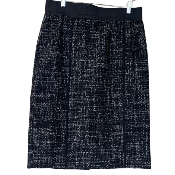 Halogen Black & White Wool Blend Tweed Pencil Skirt Size Women's Classic 14P - Picture 6 of 6